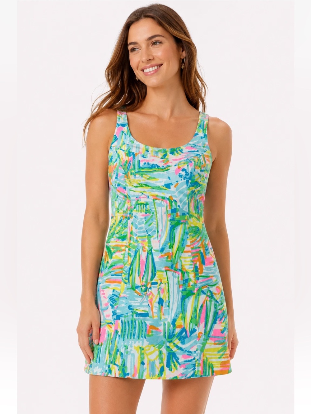 Lilly Pulitzer Courtney Shift Dress Size 0 Sea Salt and Sun Tie Back Cutout